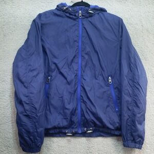 H&M Jacket Mens Medium Full Zip Windbreaker‎ Hooded Lined Blue
